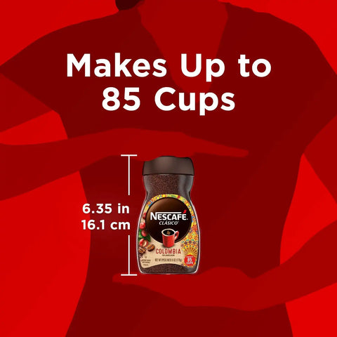 Nescafé Clásico Coffee, Medium Roast, Instant | Colombia | 6 oz Jar | Pack of 2