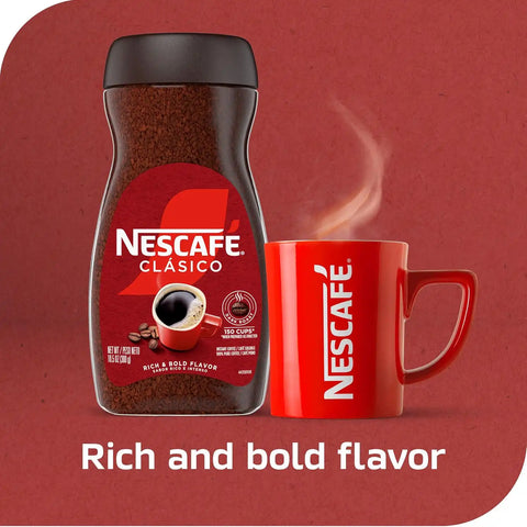 NESCAFÉ Clasico Dark Roast Instant Coffee, 10.5 oz Jar | Smooth dark roast instant coffee; single 10.5 oz jar