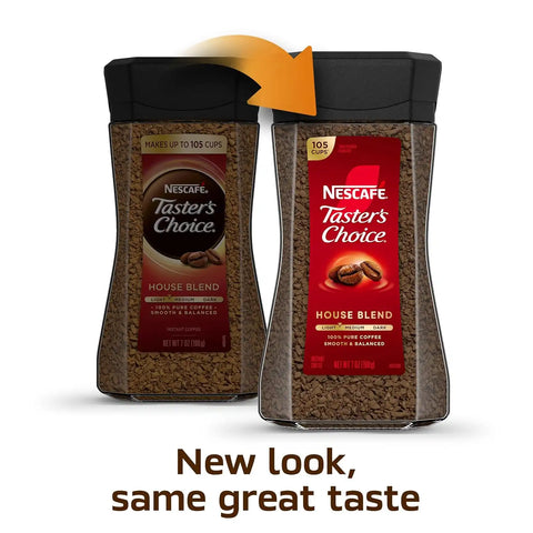 NESCAFÉ Taster's Choice Instant Coffee, Light Medium Roast Coffee, House Blend, 2 Jars (7 Oz Each) | Light-medium roast House Blend instant coffee; 2 jars, 7 oz each
