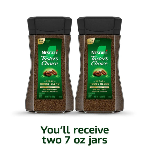 NESCAFÉ Taster's Choice Instant Coffee,Medium Light Roast Coffee,Decaf House Blend,(7 Oz Each),(Pack of 4)
