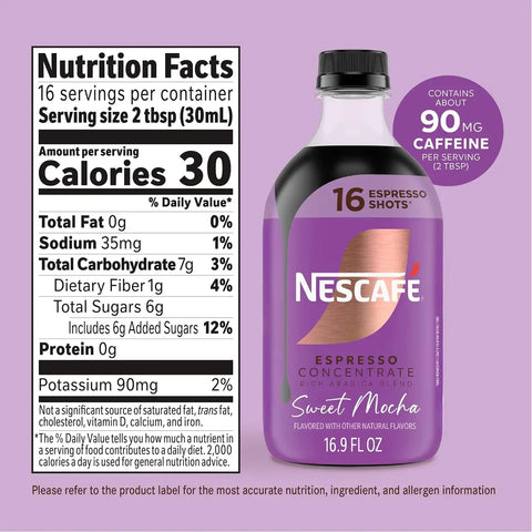 Nescafé Espresso Concentrate Sweet Mocha, Flavored Coffee Concentrate, Instant Espresso, 16 Shots 16.9 fl oz
