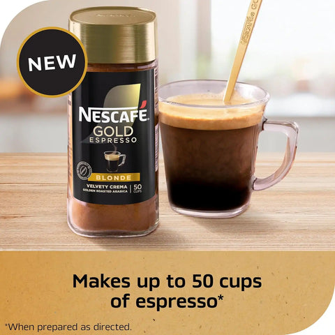 NESCAFÉ Gold Espresso Blonde Instant Coffee, 3.5 oz Jar | Blonde roast instant espresso; single 3.5 oz (100 g) jar