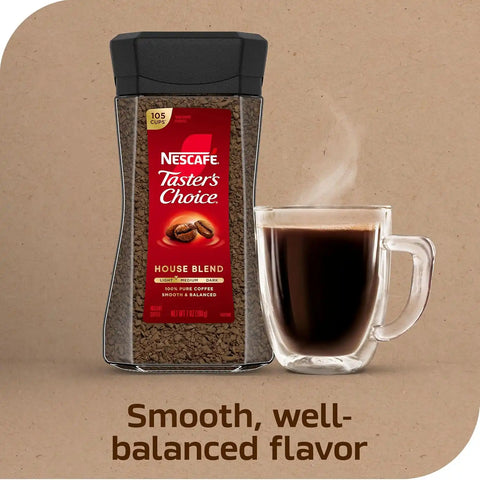 NESCAFÉ Taster's Choice Instant Coffee, Light Medium Roast Coffee, House Blend, 2 Jars (7 Oz Each) | Light-medium roast House Blend instant coffee; 2 jars, 7 oz each