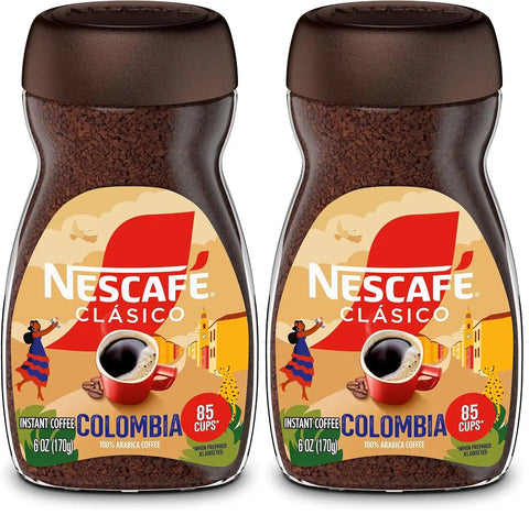 Nescafé Clásico Coffee, Medium Roast, Instant | Colombia | 6 oz Jar | Pack of 2